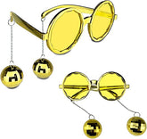 Lunettes de soirée disco Nessiworld avec boucles d'oreilles boule couleur or